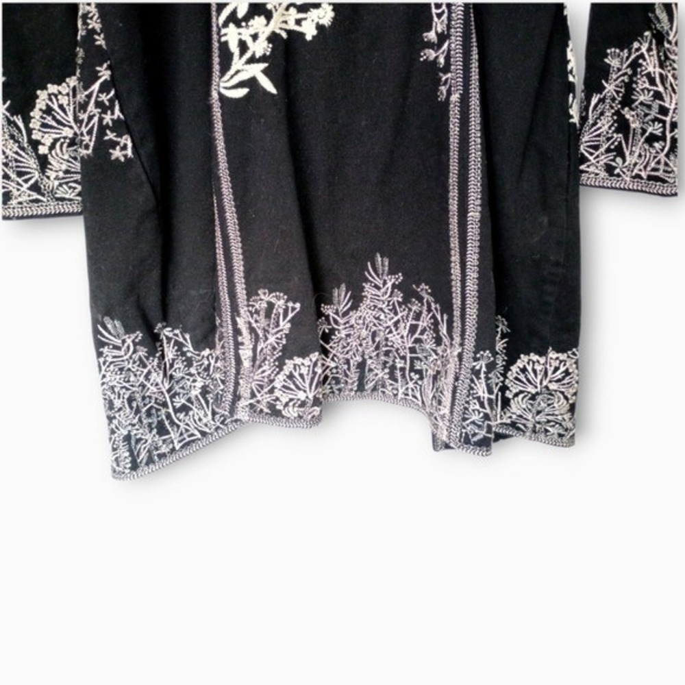 Paparazzi Womens Coat Sz S Embroidered Black Jacket Long Sleeves Y2K Bohemian - Picture 12 of 16